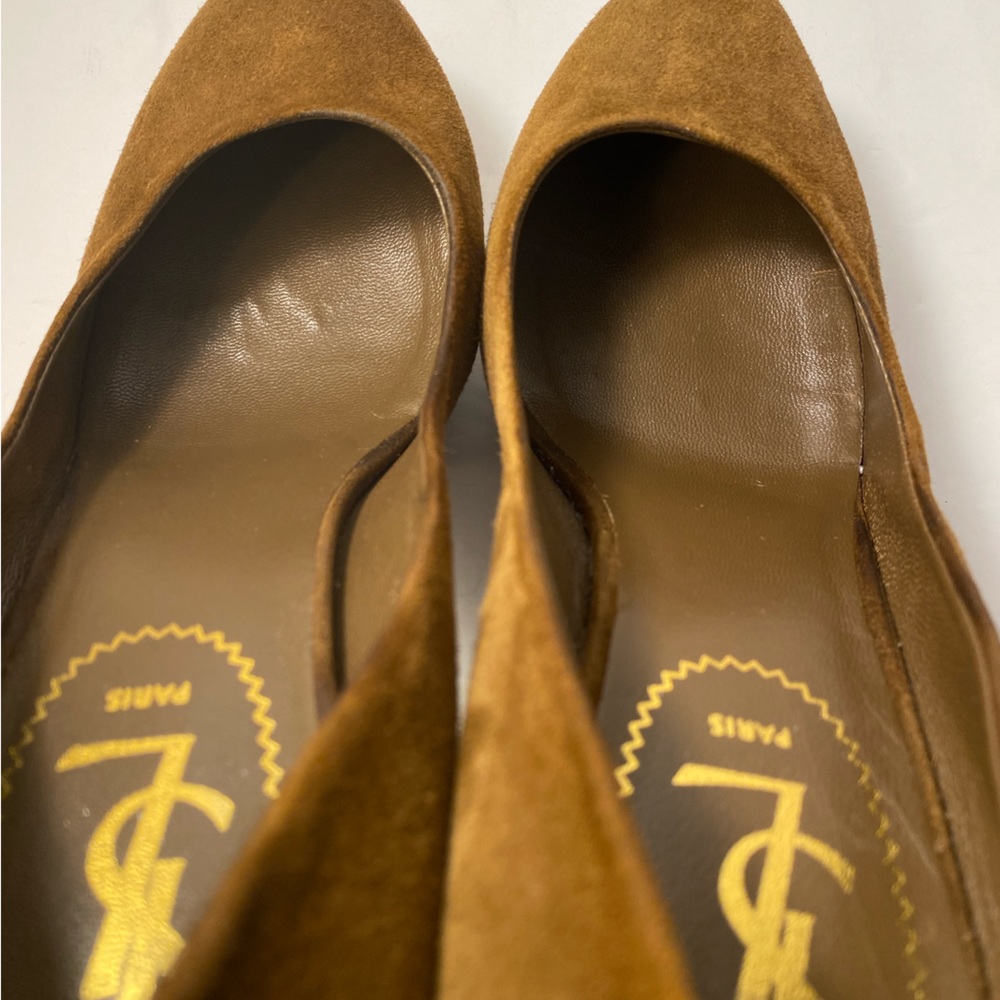YSL Yves Saint Laurent tribtoo Suede Pumps Heels brown 36.5 - Picture 6 of 11